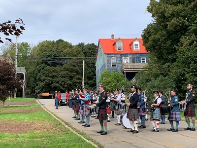 Plenty of pipers and drummers at the Highland monument ceremony